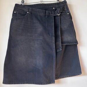 Free People We The Free On Tour Denim Wrap Skirt Black 31 ⭐️NEEDS ZIPPER REPAIR